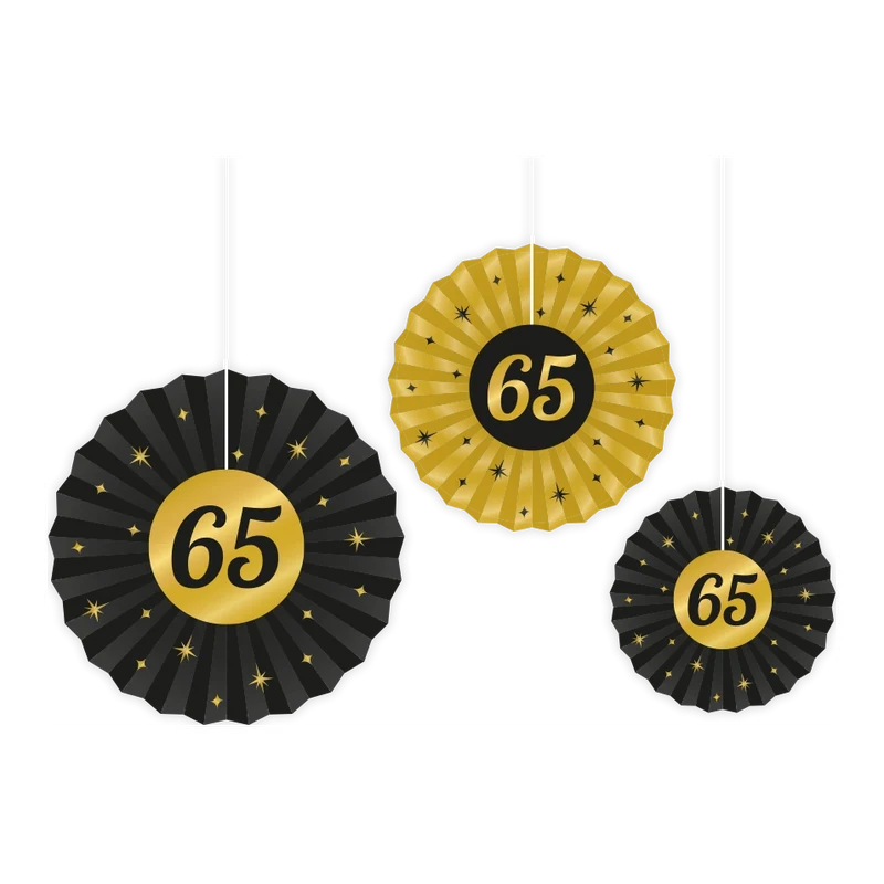 Waaier 65 jaar Goud Zwart