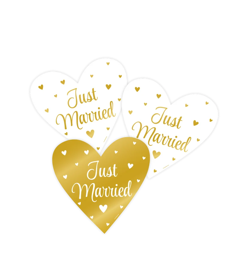 Decoratie Borden 'Just Married' wit/goud