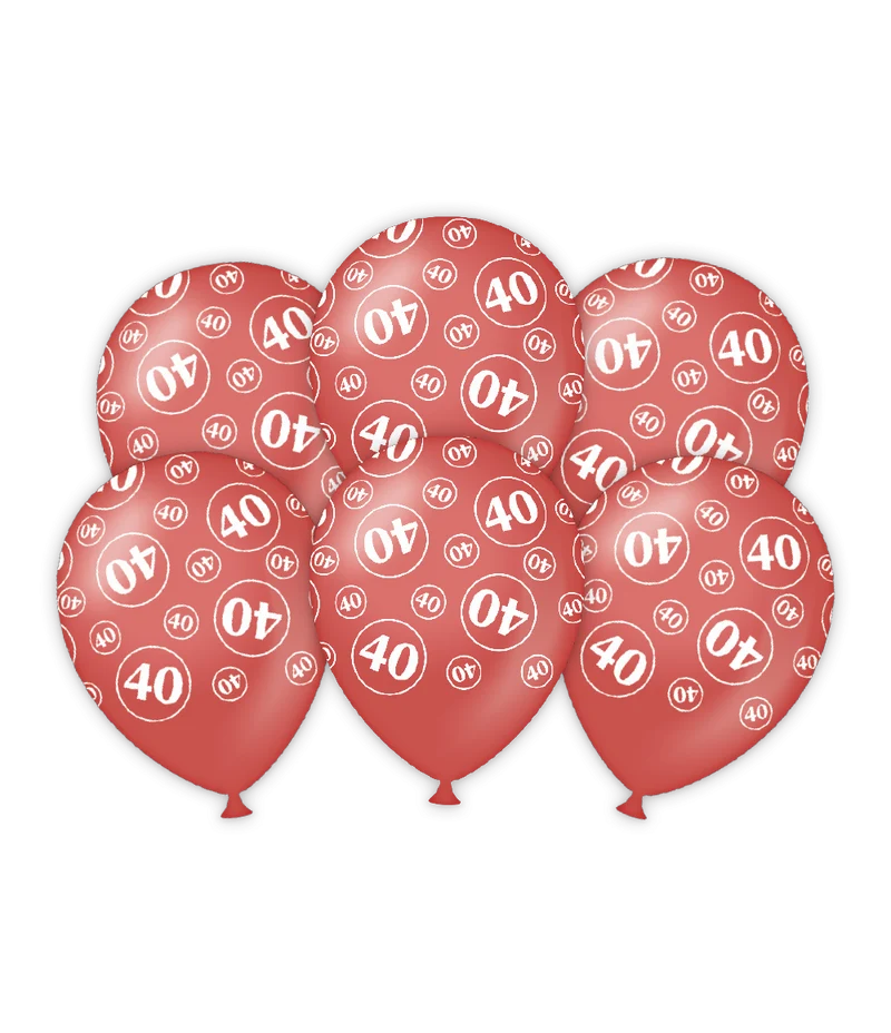 Latexballonnen rood 40-jarig jubileum (6st)