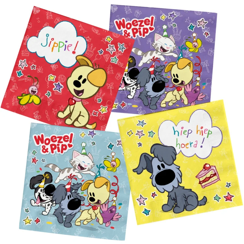 Woezel En Pip Hiep Hiep Hoera Servetten (20st)