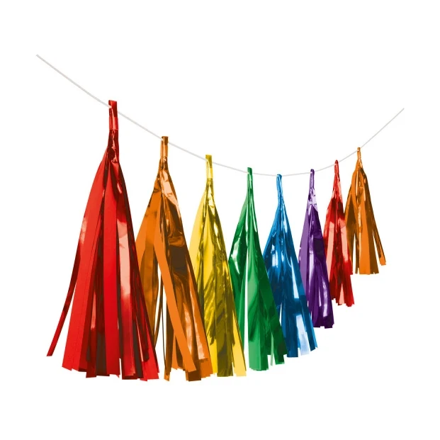Tassel slinger Metallic Regenboog - 3 meter