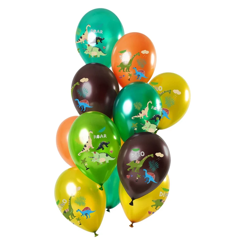 Ballonnen Dino's Multikleur Metallic 30cm - 12 stuks