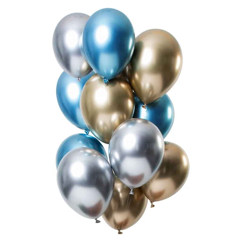 Ballonnen Mirror Effect Sapphire 33cm - 12 stuks