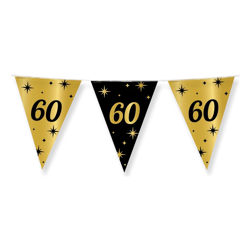 Party vlaggen 60 jaar Goud Zwart
