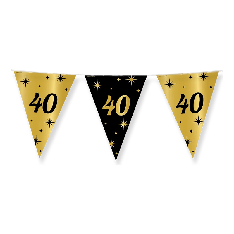 Party vlaggen 40 jaar Goud Zwart