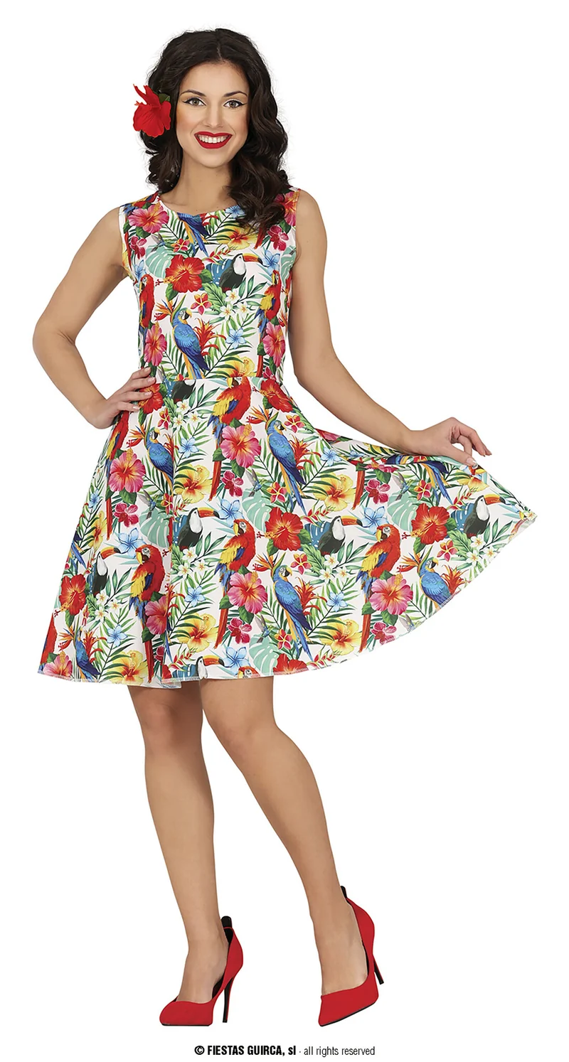 Hawaii Jurk Multikleur Papegaai Print Dames
