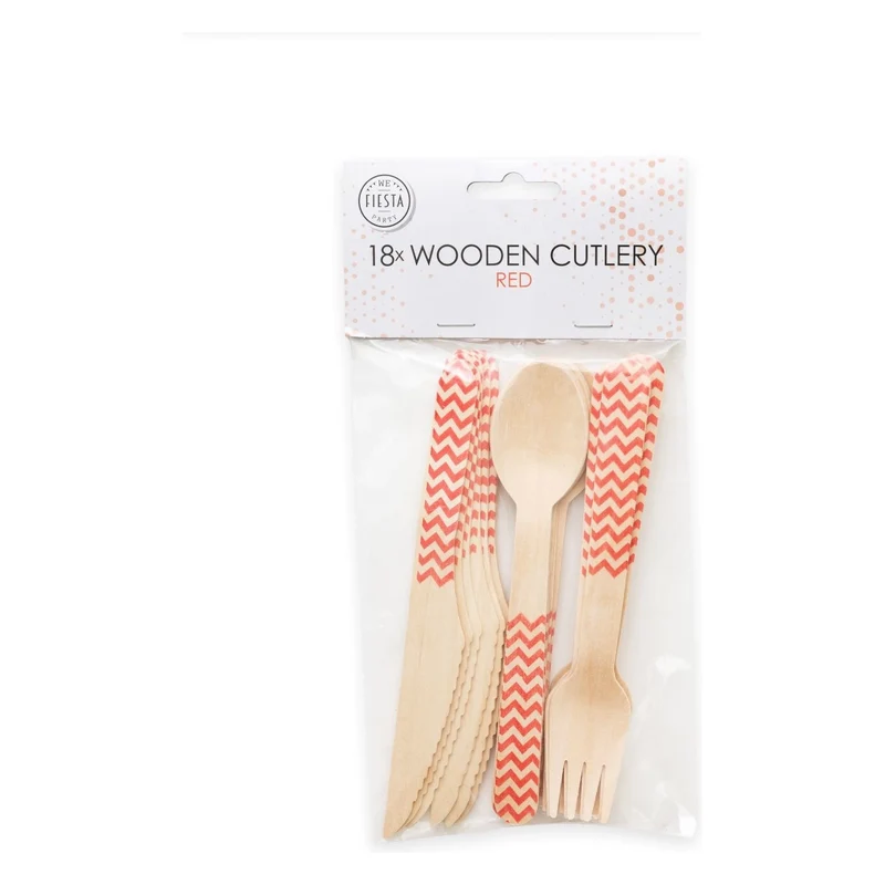 Houten bestek Rood