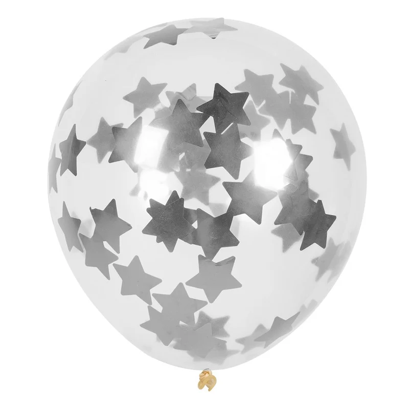 Confettiballonnen Zilveren Sterren (5st)