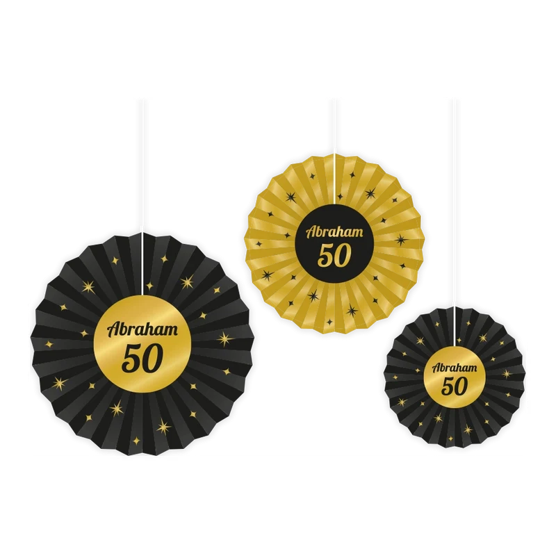 Waaier Abraham 50 jaar Goud Zwart
