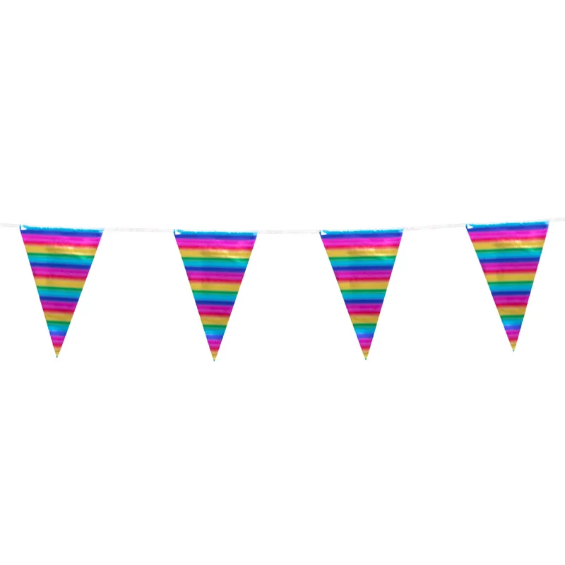 Folievlaggenlijn Metallic regenboog