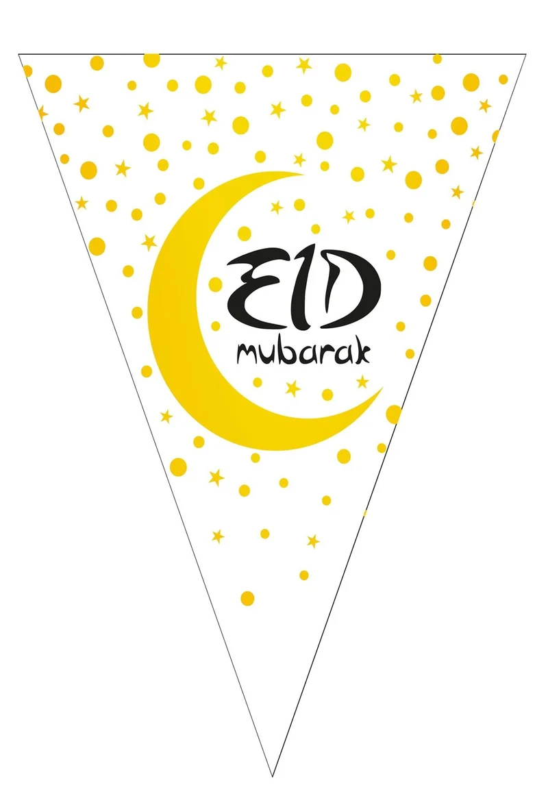 Vlaggenlijn Wit Eid Mubarak (5m)