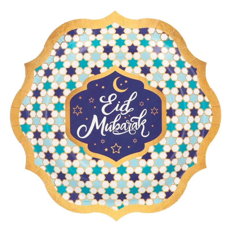 Bordjes Eid Mubarak Blauw/Goud (8st)