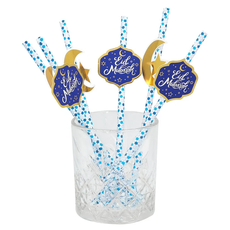 Rietjes Eid Mubarak Blauw/Goud (6st)