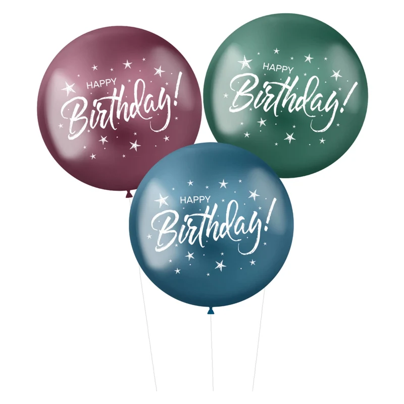 Ballonnen XL 'Happy Birthday!' Stellar 48cm - 3 stuks