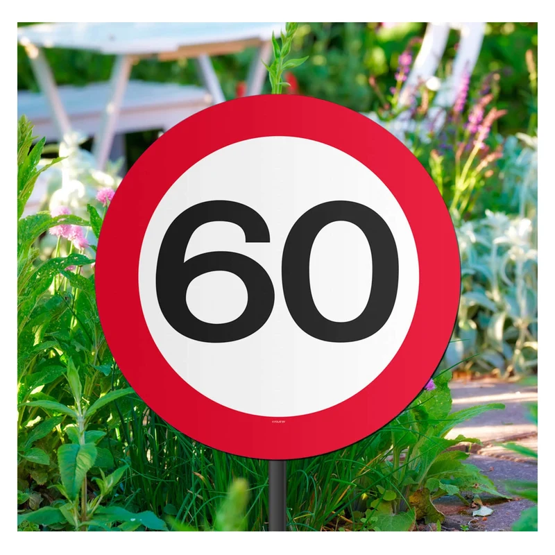 60 Jaar Verkeersbord Tuinbord 26x48cm