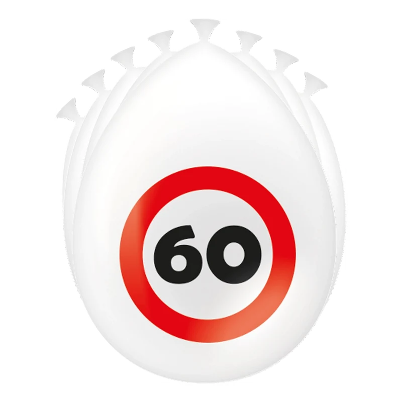 60 Jaar Verkeersbord Ballonnen - 8 stuks