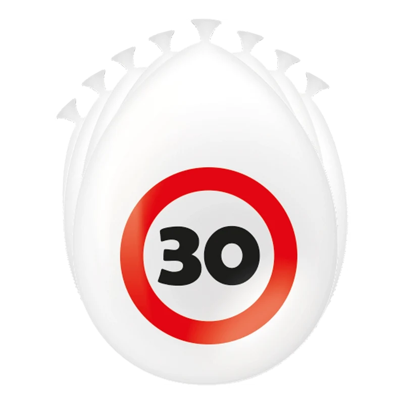 30 Jaar Verkeersbord Ballonnen - 8 stuks