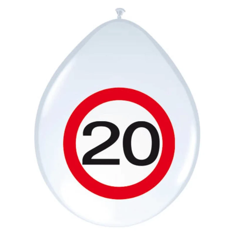20 Jaar Verkeersbord Ballonnen - 8 stuks