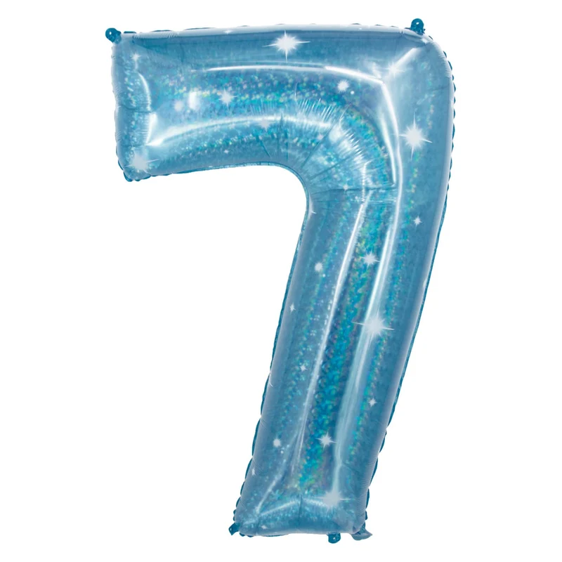 Folieballon Cijfer 7 Galactic Aqua - 101 cm
