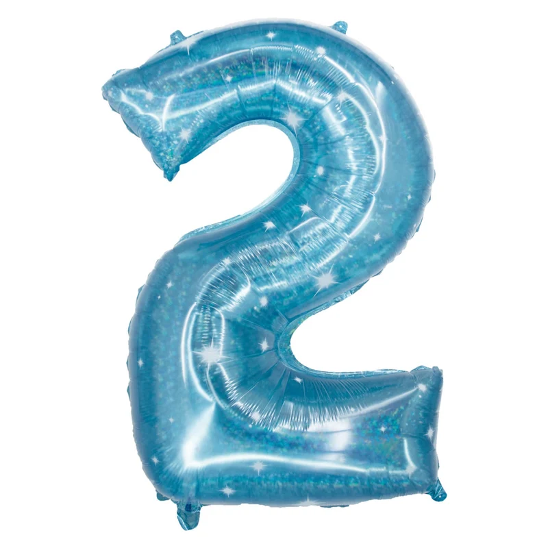Folieballon Cijfer 2 Galactic Aqua - 101 cm
