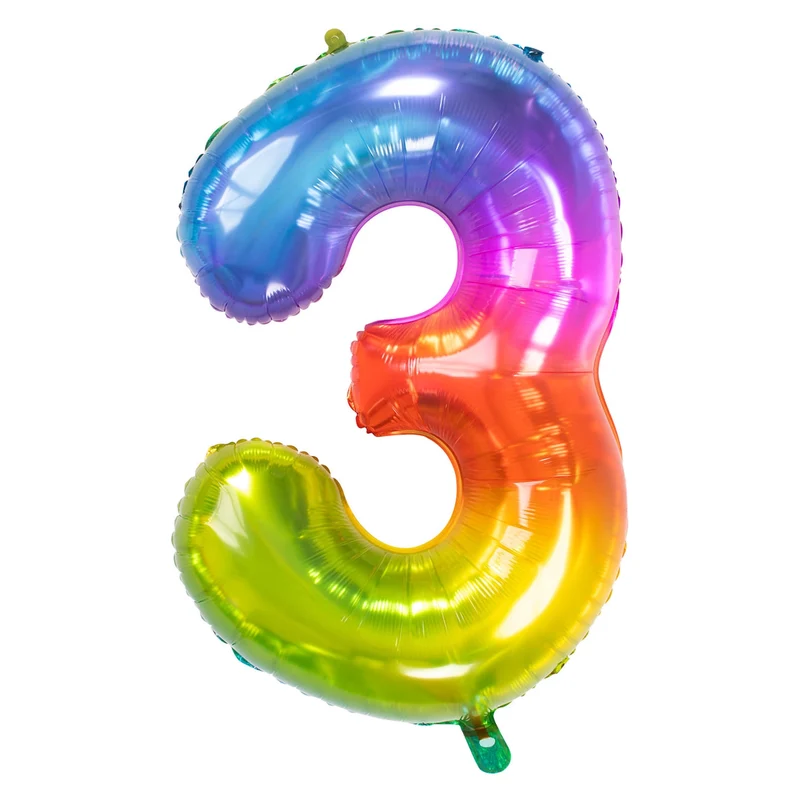 Folieballon Yummy Gummy Rainbow Cijfer 3 - 81 cm