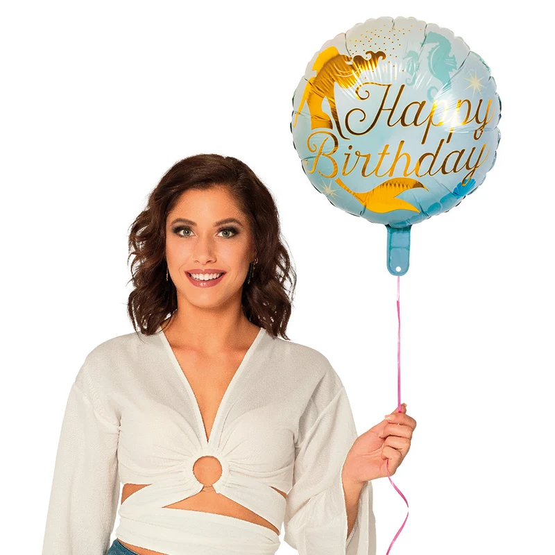 Folieballon Zeemeermin 'Happy birthday'