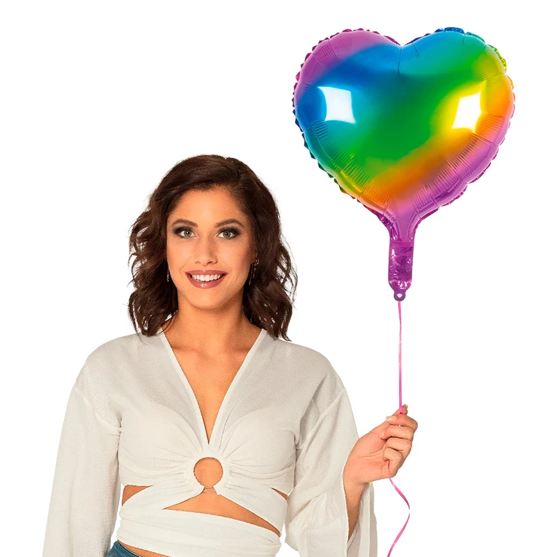 Folieballon Hart regenboog