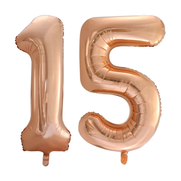 Folieballon 15 jaar Rose Goud 66cm