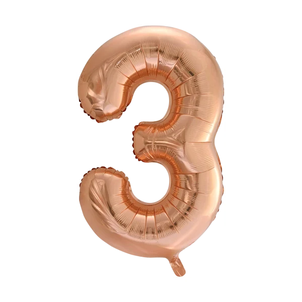 Folieballon 3 jaar Rose Goud 66cm