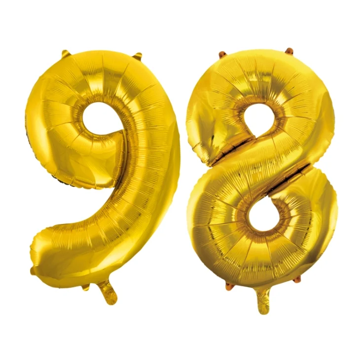 Folieballon 98 jaar Goud 66cm