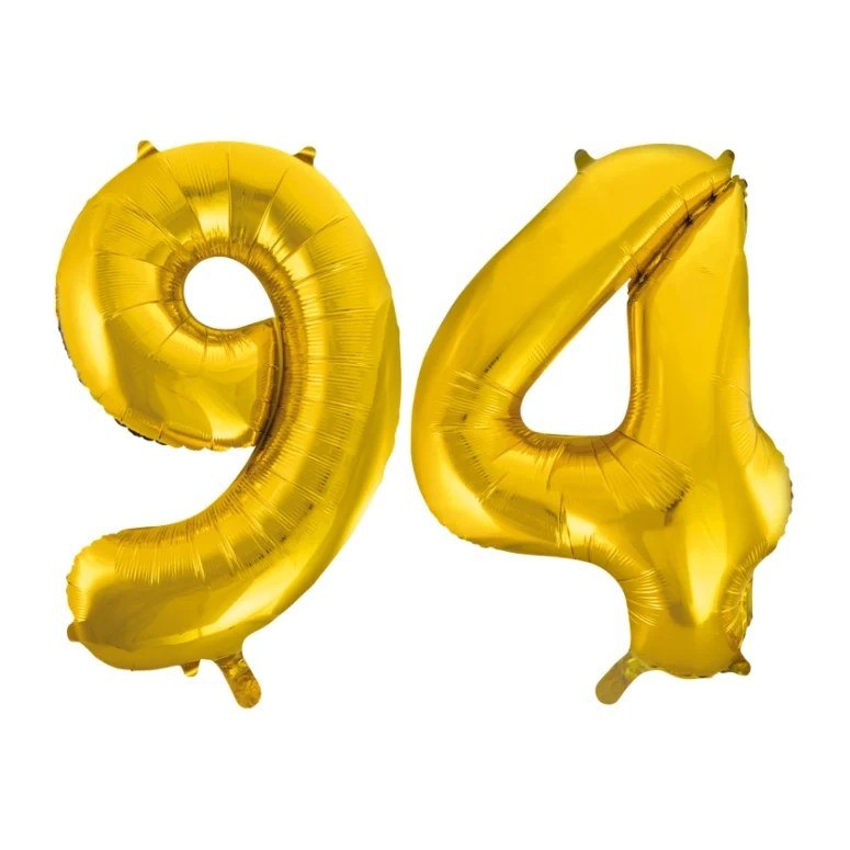 Folieballon 94 jaar Goud 66cm