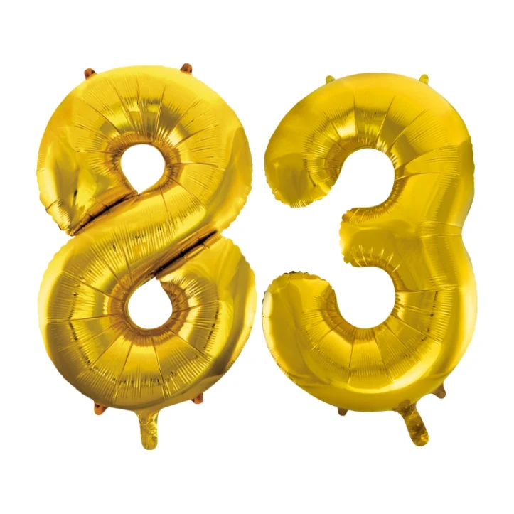 Folieballon 83 jaar Goud 66cm