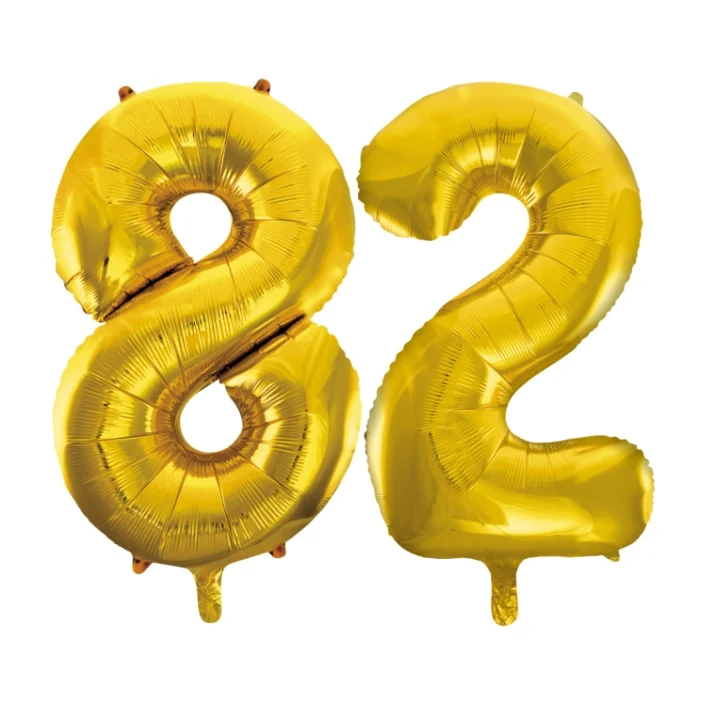 Folieballon 82 jaar Goud 66cm