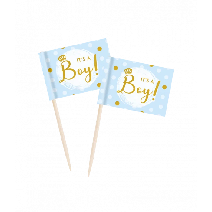 Cocktailprikkers Vlaggetjes - It's A Boy (50st)
