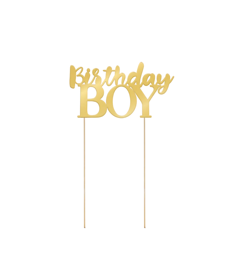 Taart Topper Birthday Boy Gold