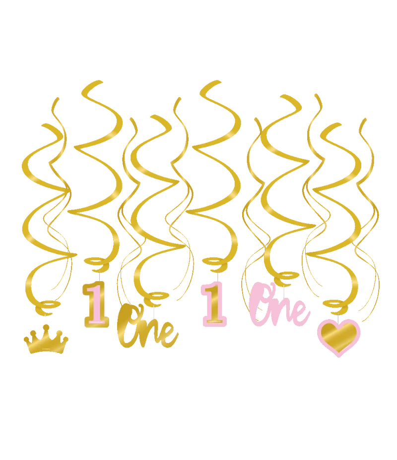 Hangdecoratie Swirls Verjaardag Meisje 1 Jaar