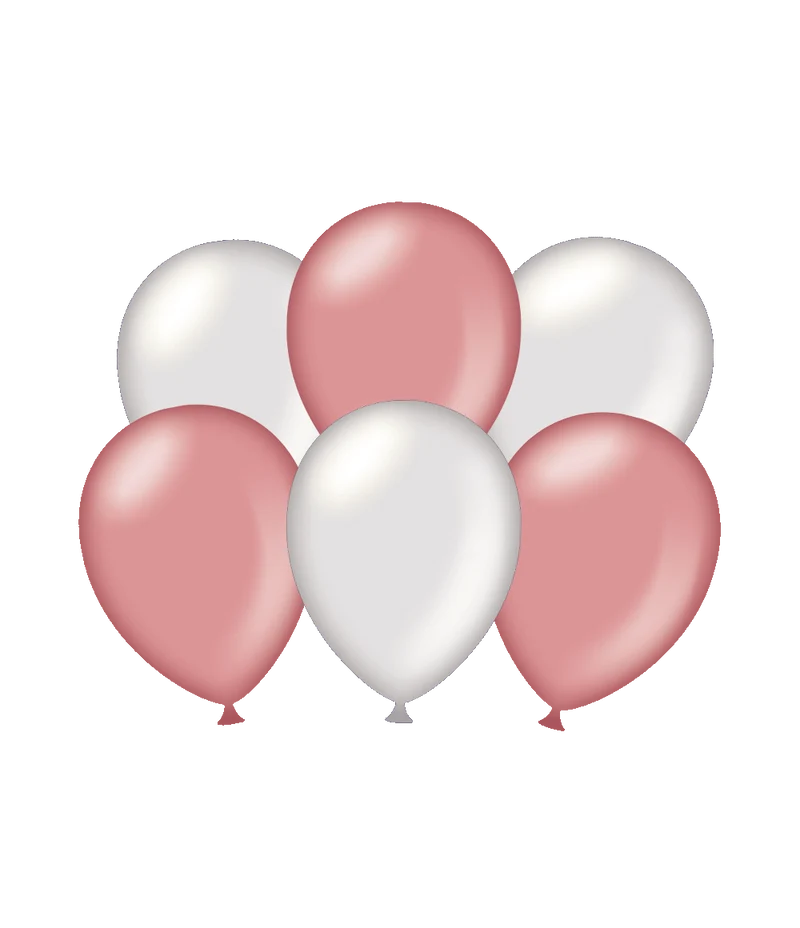 Ballonnen Metallic Zilver/Rosé Goud (6st)