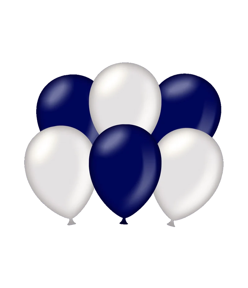 Ballonnen Metallic Blauw/Zilver (6st)