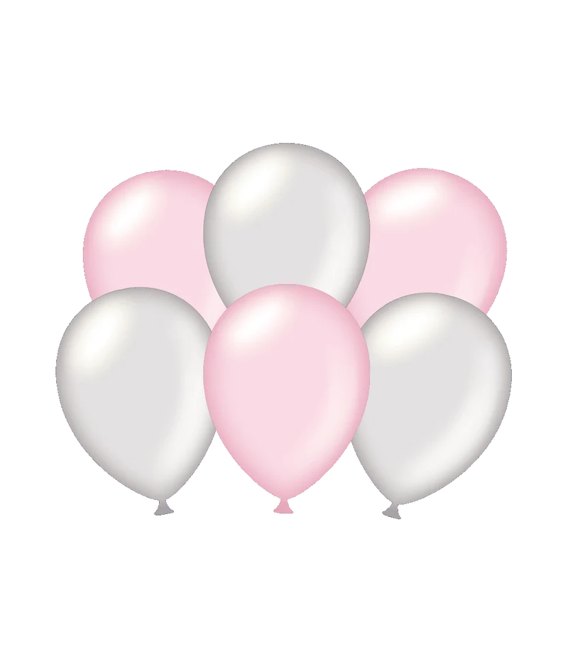 Ballonnen Metallic Zilver/Roze (6st)