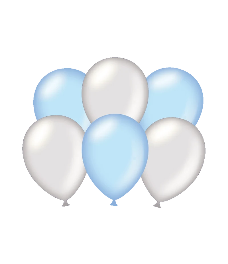 Ballonnen Metallic Zilver/Lichtblauw (6st)