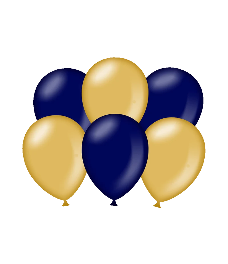 Metallic Ballonnen Goud/Blauw (6st)