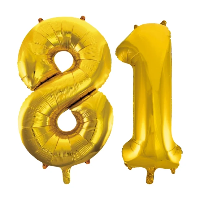 Folieballon 81 jaar Goud 66cm