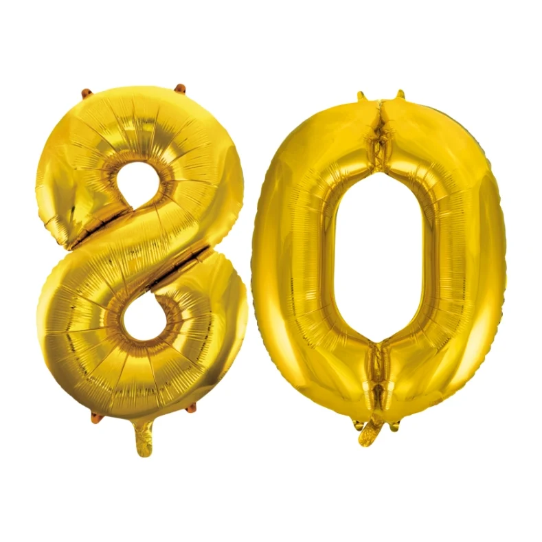 Folieballon 80 jaar Goud 66cm