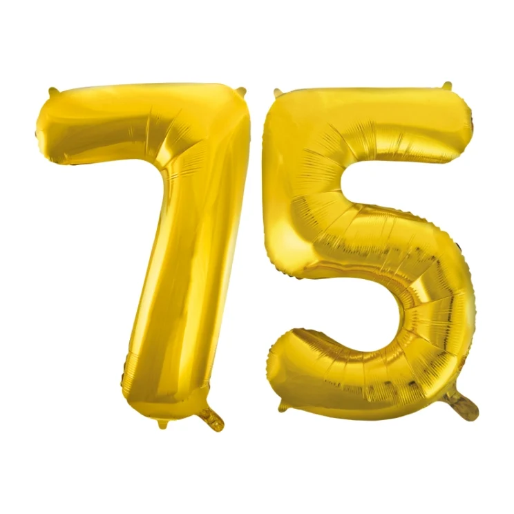 Folieballon 75 jaar Goud 66cm