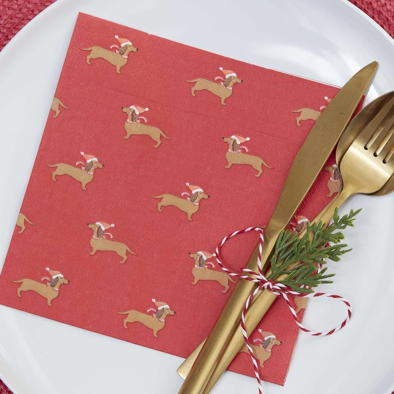 Kerst Servetten Kersthondje (16st)