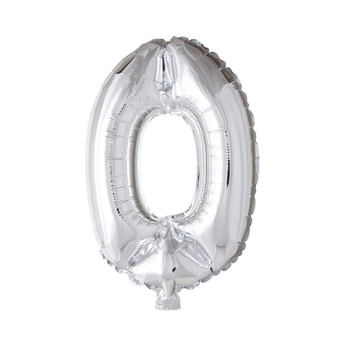 Folieballon cijfer 0 zilver 41cm