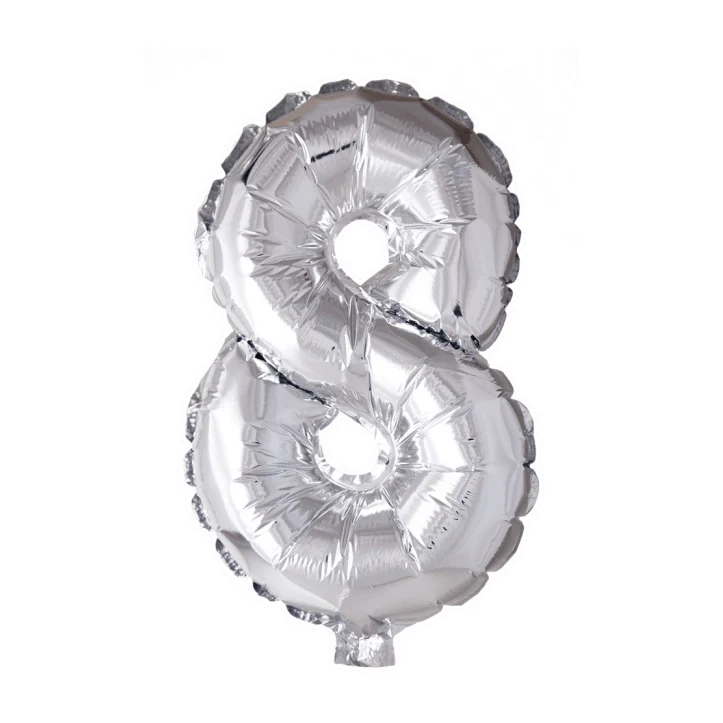 Folieballon 8 jaar zilver 41cm