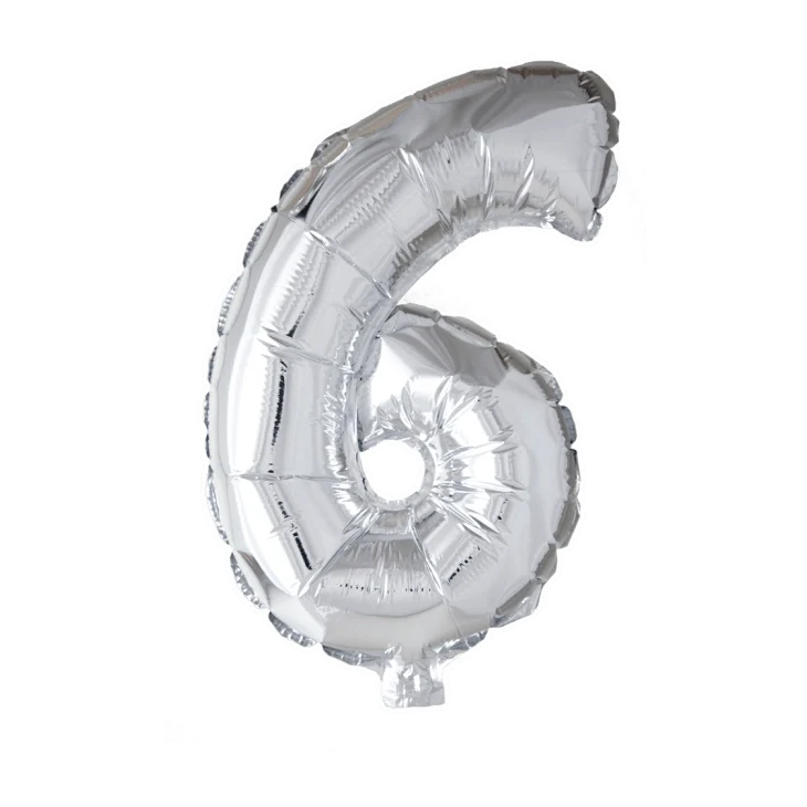 Folieballon 6 jaar zilver 86cm