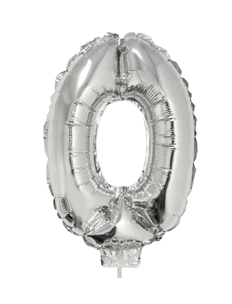 Folieballon 41 cm op stokje zilver