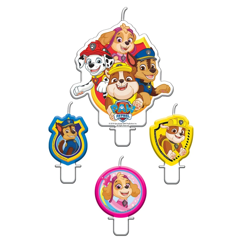 Kaarsjes Paw Patrol 4 stuks